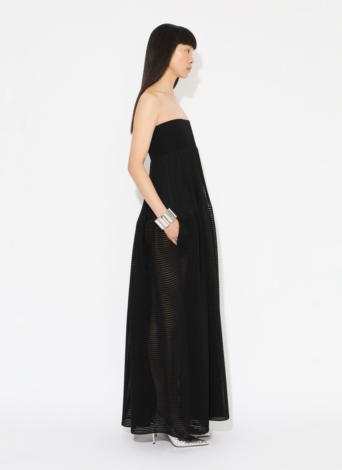 LONG CRINOLINE KNIT DRESS ALAÏA  LONG CRINOLINE KNIT DRESS